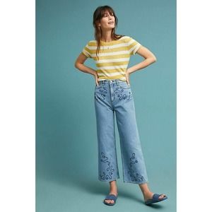 M.i.h. Caron Jeans 32 High Rise Embroidered Crop